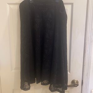 Plus size black lace pattern skirt